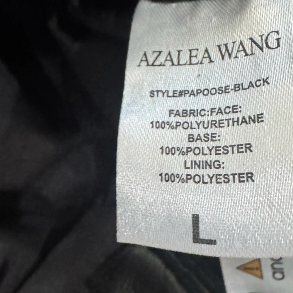 Azalea Wang Cropped Moto Jacket Black Faux Leather Belted Biker Size L NWT - Picture 6 of 7